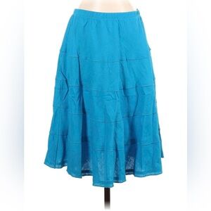 Soft Surroundings Teal A-Line Tiered Cotton Skirt